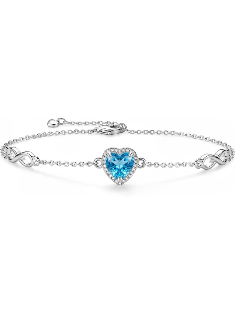 Infinity Knot Heart Birthstone Charm Bracelet for Women - Elegant Gift Idea